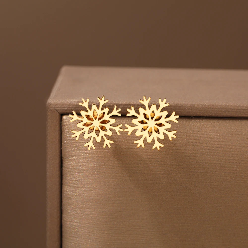 Schneeflocken-Ohrstecker für Damen Gold
