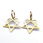 Gothische Ohrringe "Heartagram" Herz Pentagramm gold