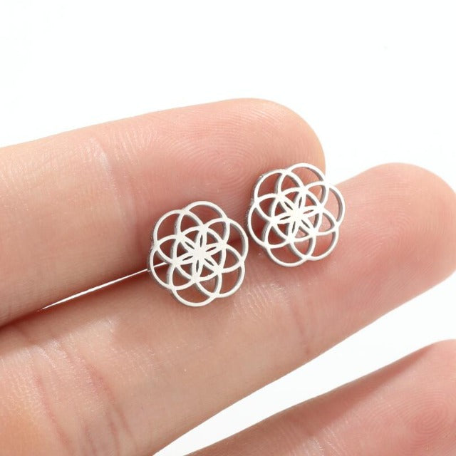 Mandala Ohrringe Lebensblume Dawapara Damen Silber
