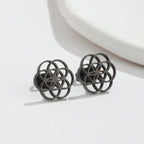Mandala Ohrringe Lebensblume Dawapara Damen Schwarz