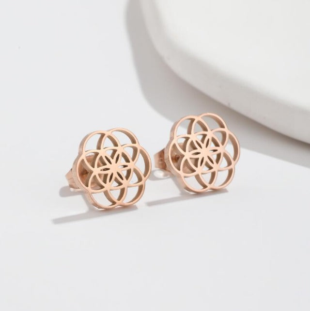Mandala Ohrringe Lebensblume Dawapara Damen Roségold