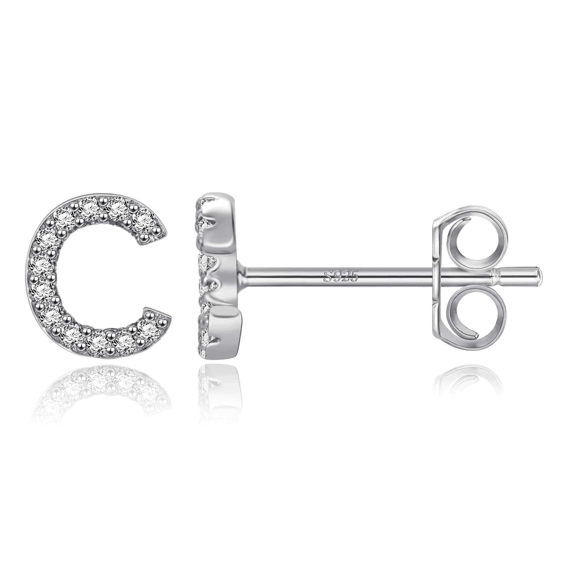 Initialen-Ohrringe aus Silber c