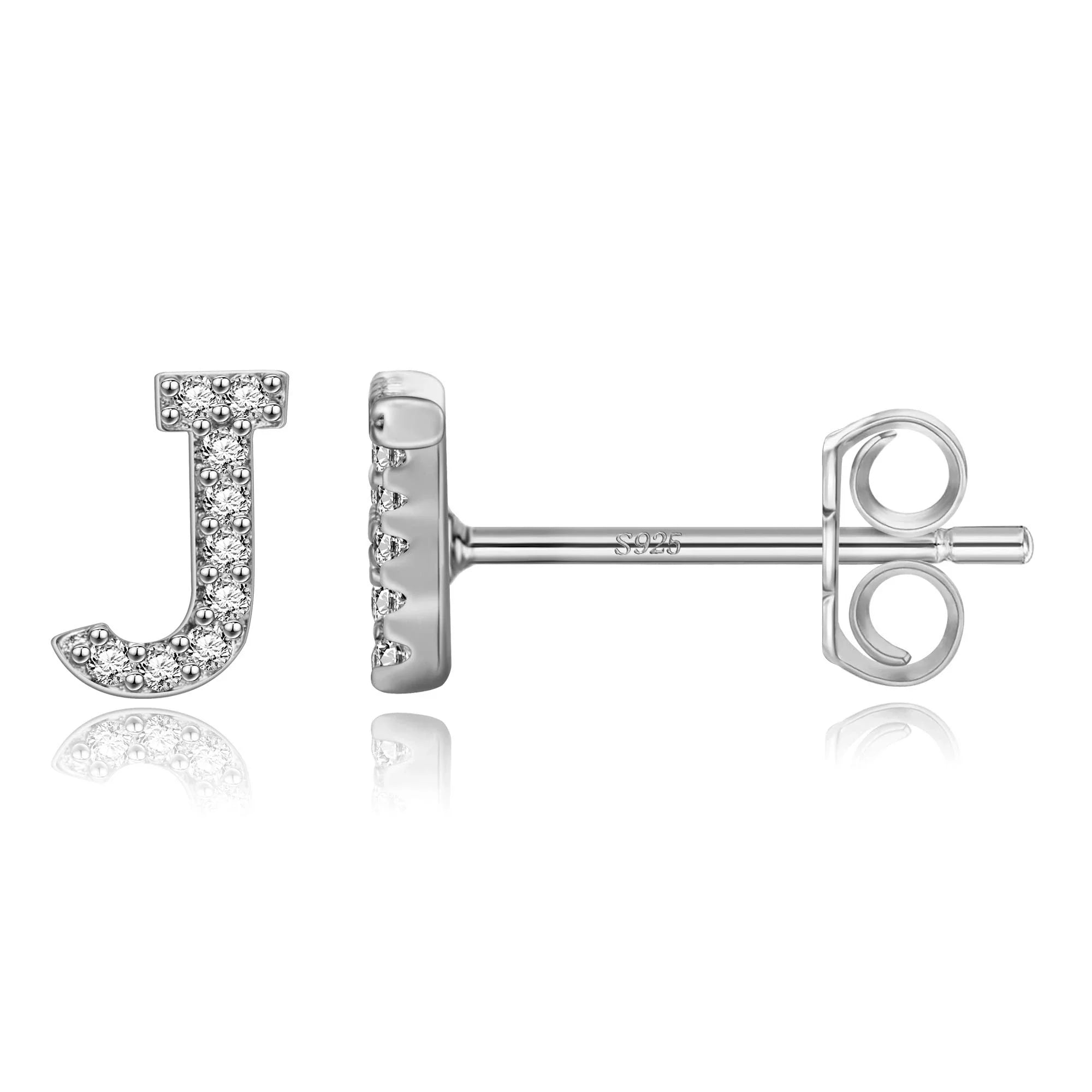 Initialen-Ohrringe aus Silber j