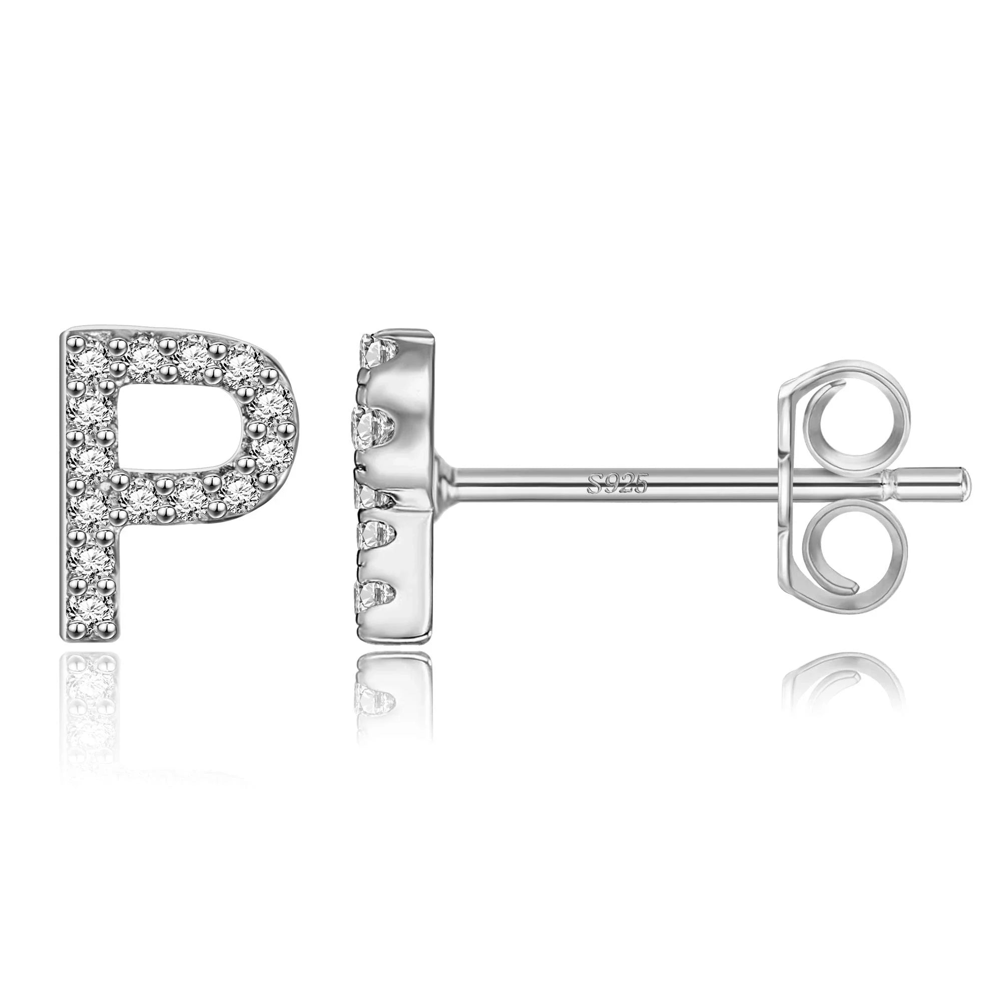 Initialen-Ohrringe aus Silber p