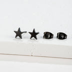 Leichte Ohrstecker Stern Schwarz
