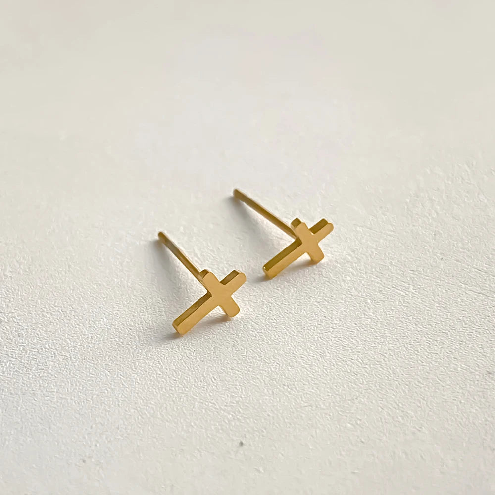 Mini-Kreuz-Ohrringe aus Gold