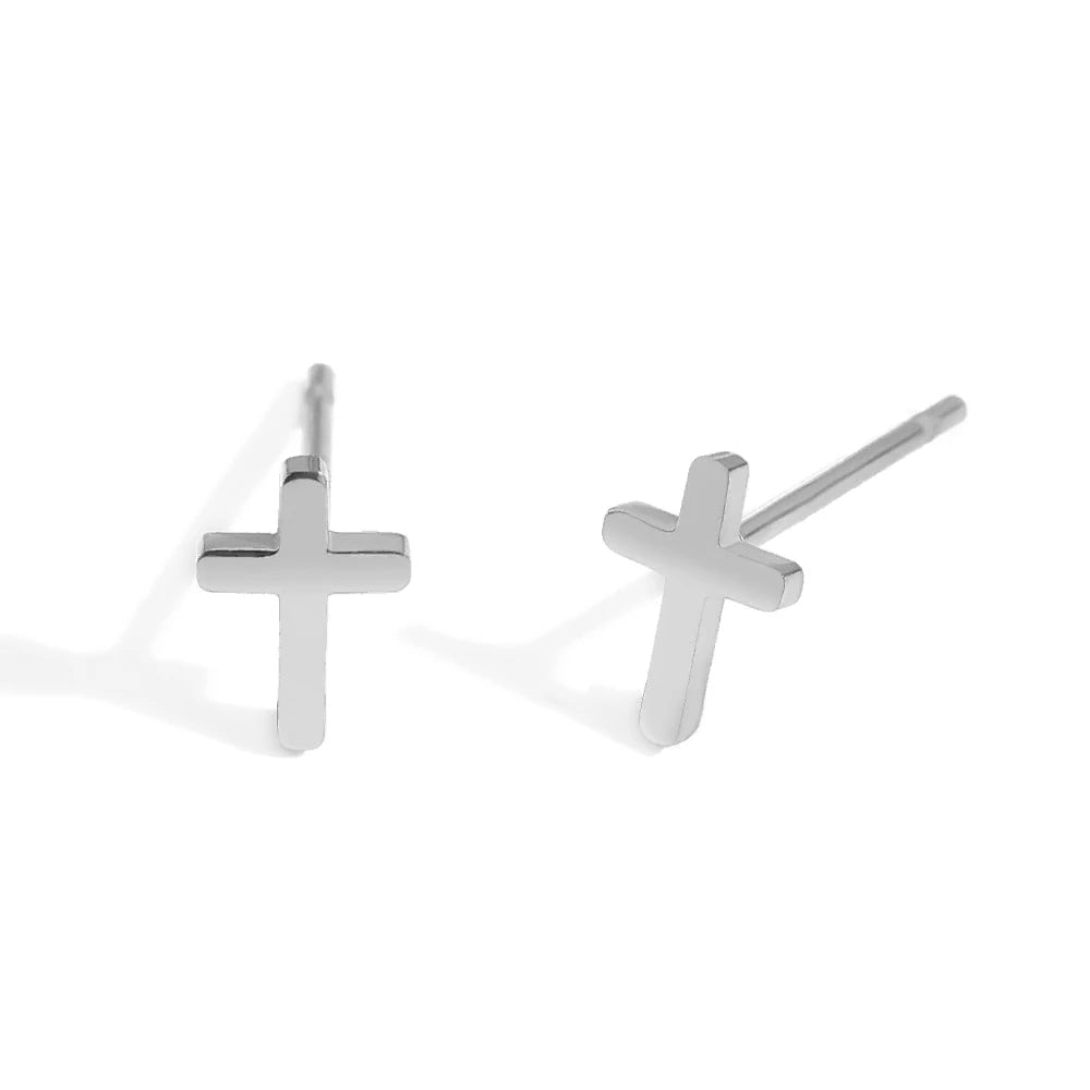 Mini-Kreuz-Ohrringe aus Silber