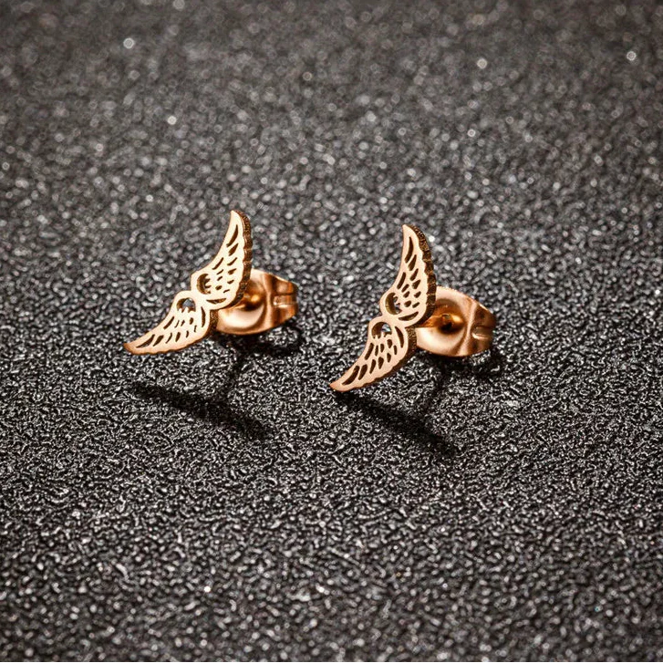Minimalistische Engelsflügel-Ohrringe Roségold