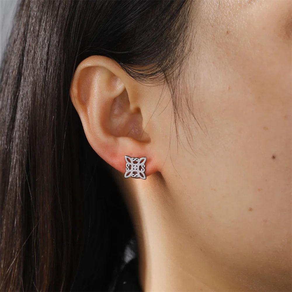 Ohrringe Hexenknoten Schutzstecker Damen Wicca Silber