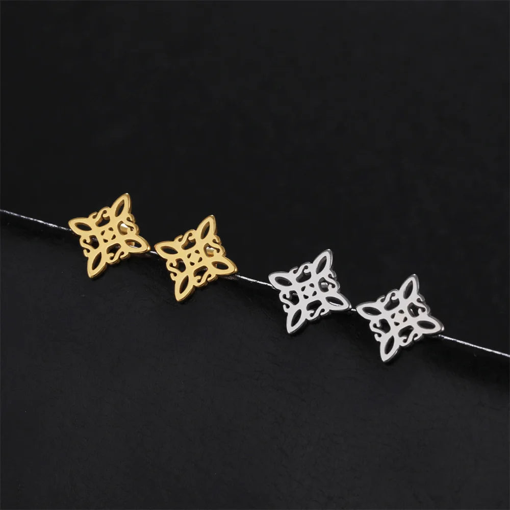 Ohrringe Hexenknoten Schutzstecker Damen Wicca Gold