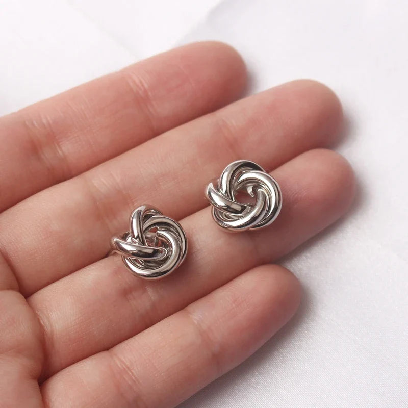 Gedrehte Knoten-Ohrringe, Silber