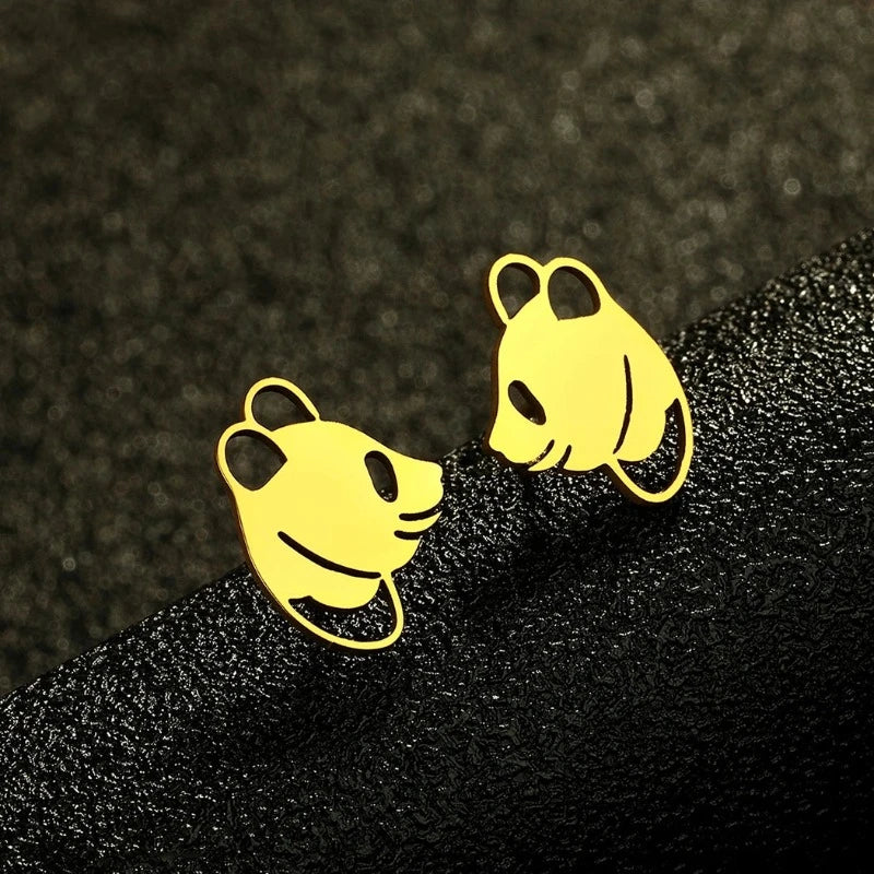 Diskrete Panda Ohrringe Gold
