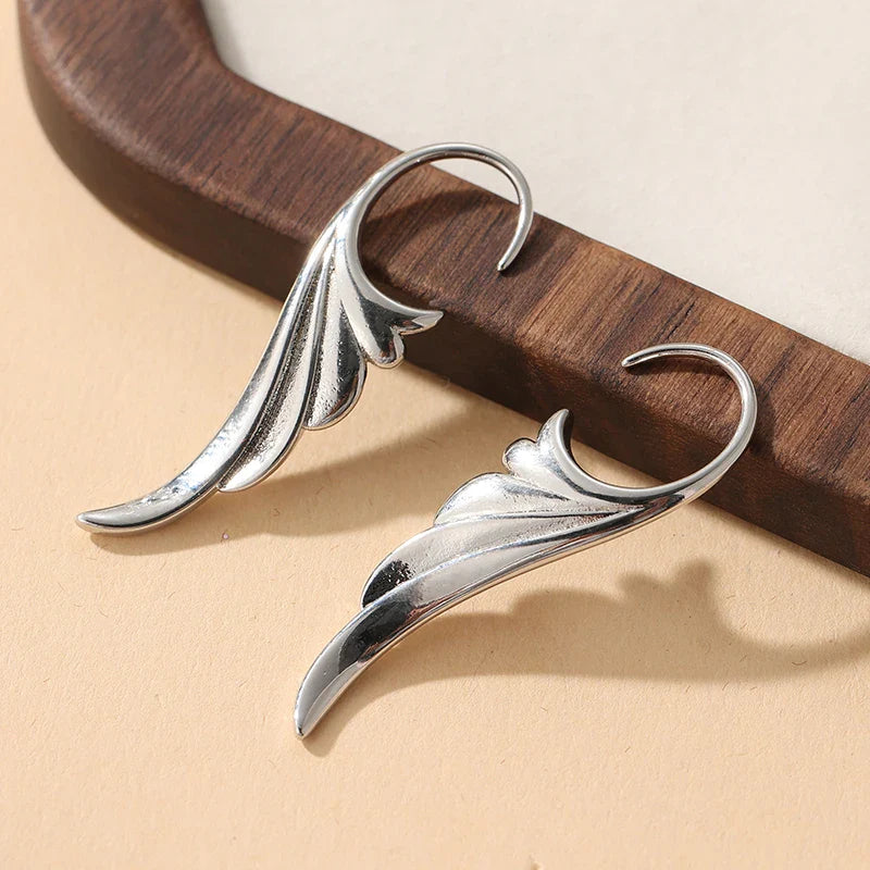 Hängende Engel-Flügel-Ohrringe für Damen aus Silber