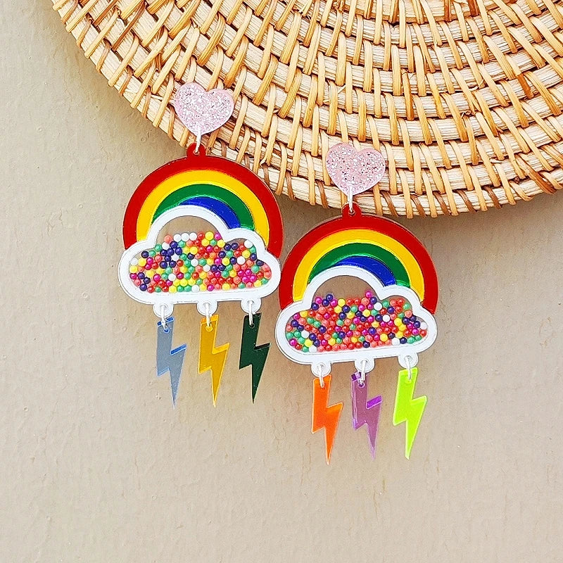 Hängende Regenbogen-Blitz-Ohrringe