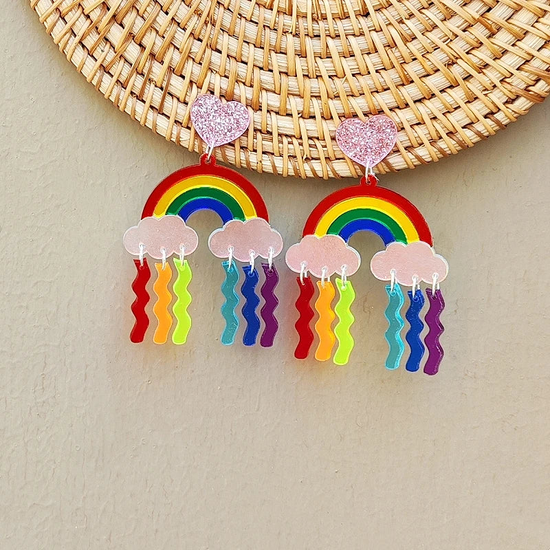 Hängende Regenbogen-Regen-Ohrringe