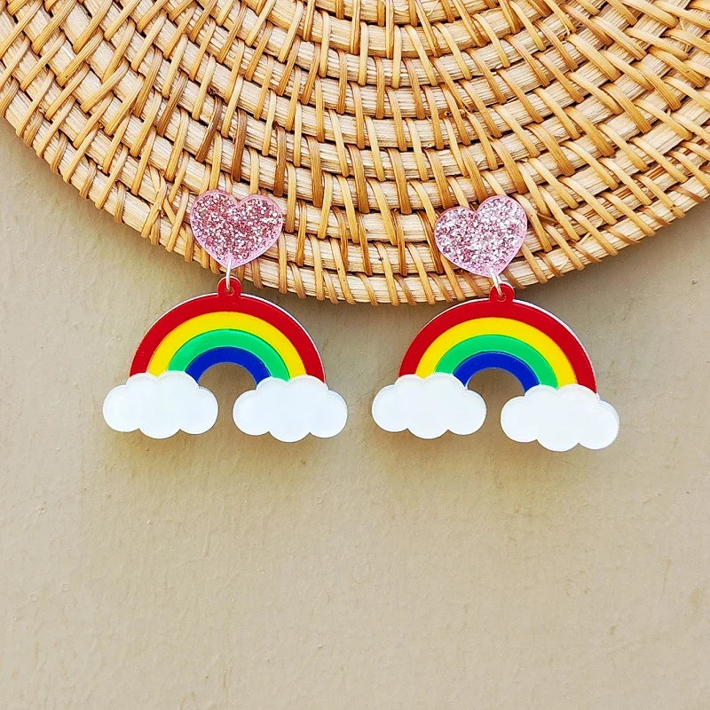 Hängende Regenbogen-Wolken-Ohrringe