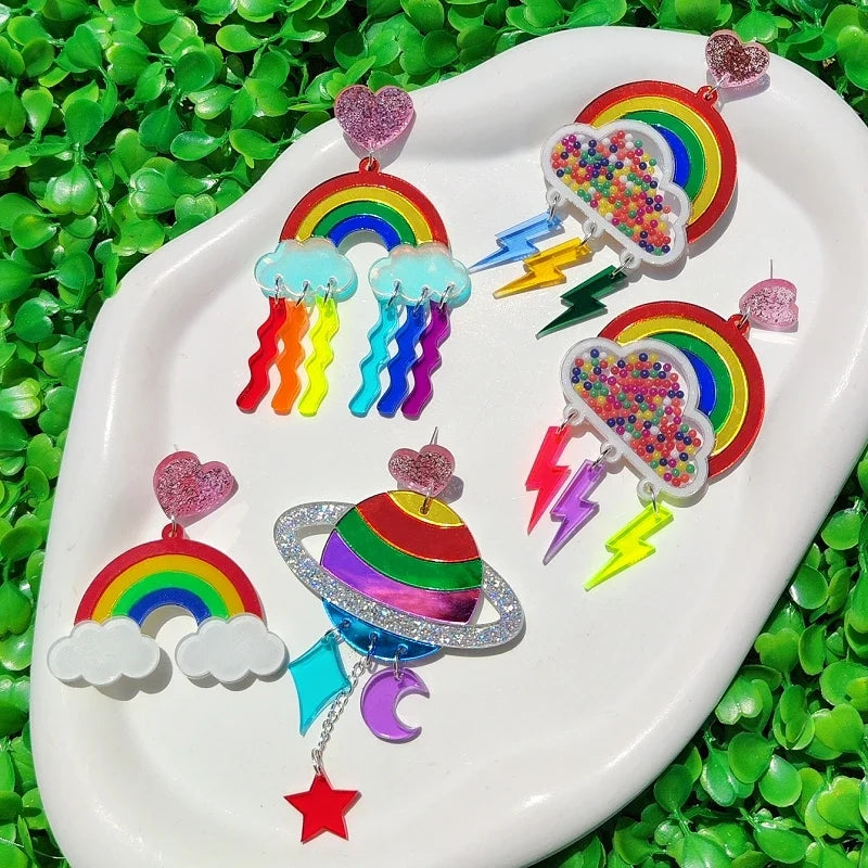 Hängende Regenbogen-Blitz-Ohrringe