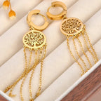 Hängende Ohrringe mit Lebensbaum in Gold
