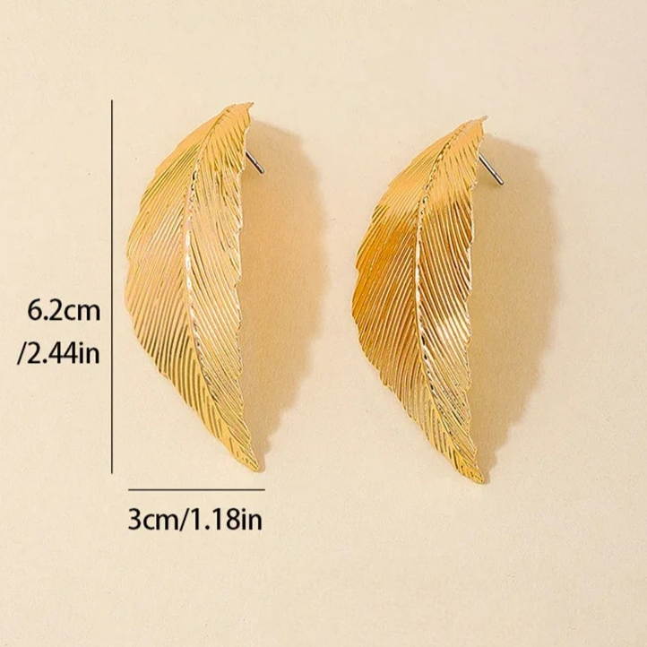 Hängende Ohrringe mit Blatt für Damen