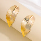 Hängende Ohrringe mit Blatt für Damen gold