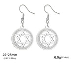 Hängende Ohrringe mit dem <span data-glossary-id="star_of_david">Davidstern</span> und symbolischen jüdischen Strass in Silber