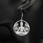 Hängende Ohrringe Buddha und Lotusblume silber