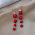 Rote Weihnachtskugel-Hängende Ohrringe für Damen