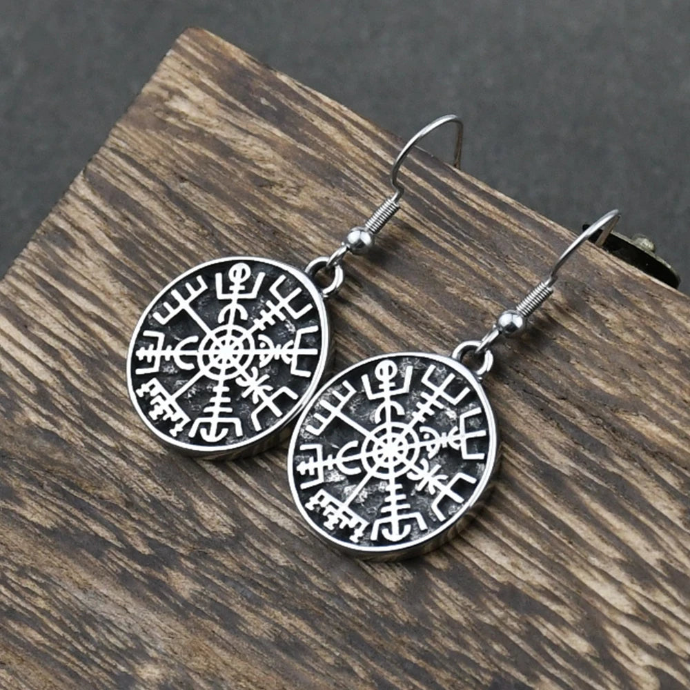 Hängende Ohrringe Kompass Vegvisir Wikinger 