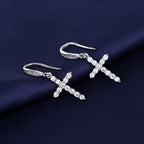 Hängende Ohrringe Kreuz aus Zirkon Silber