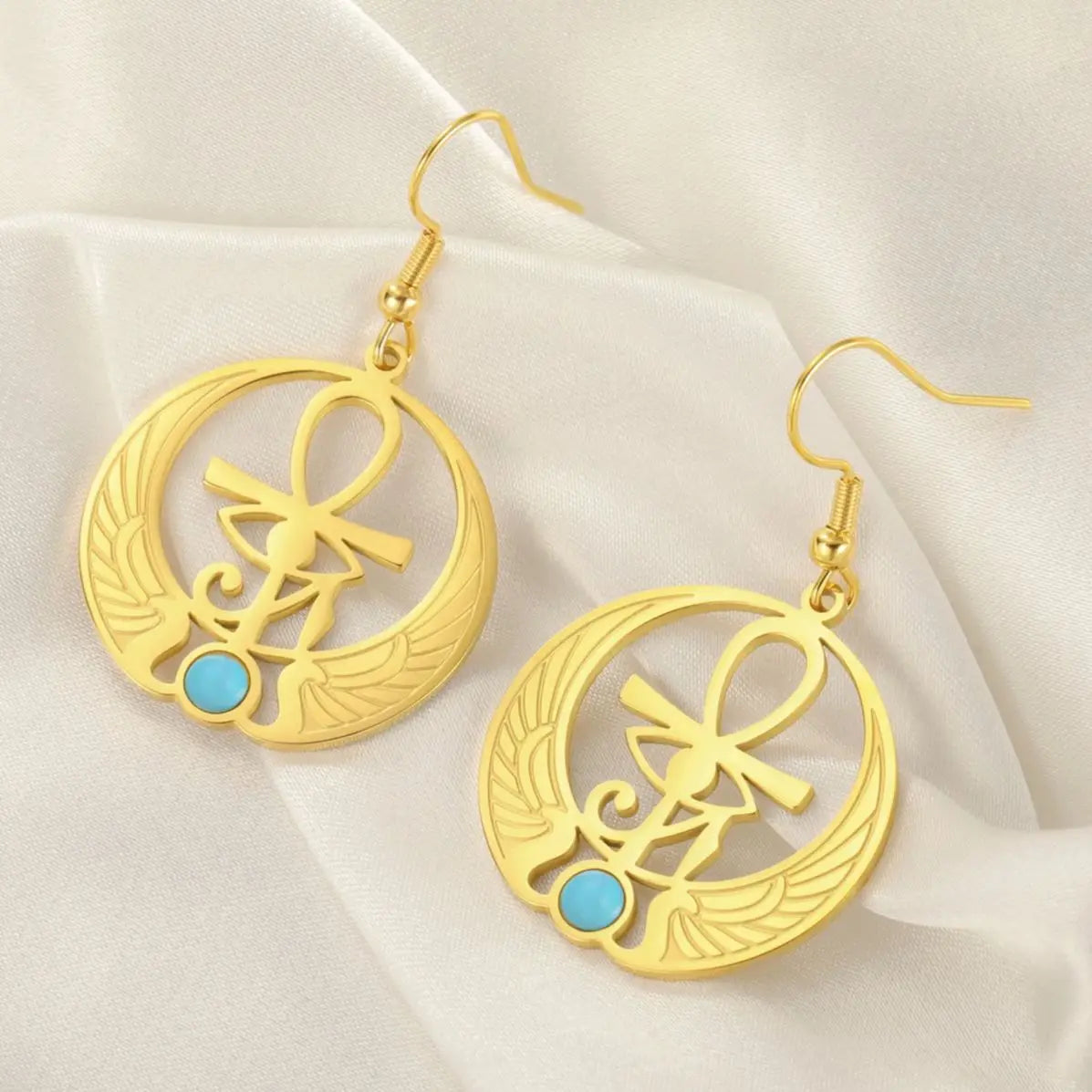 Hängende Ohrringe Ägypten Auge des Horus Oudjat Gold