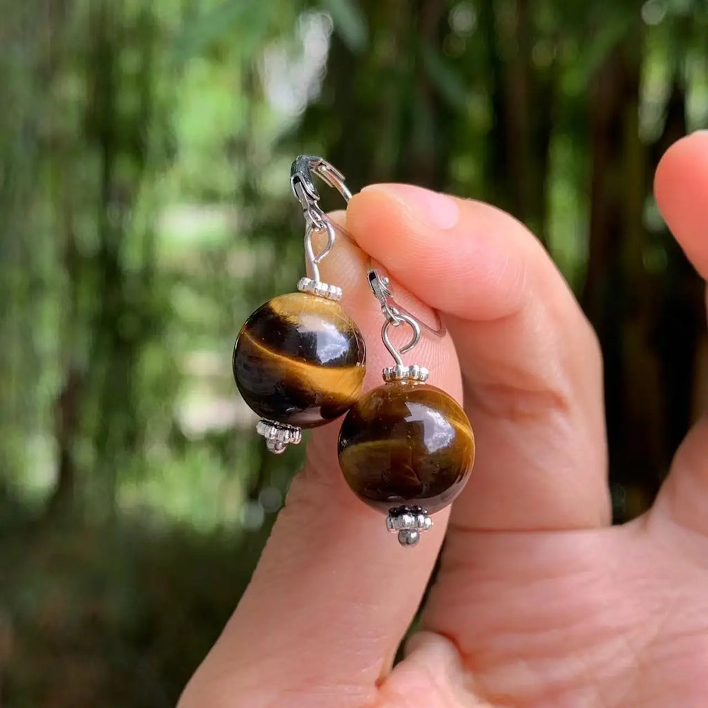 Hängende Ohrringe für Frauen Tigerauge 