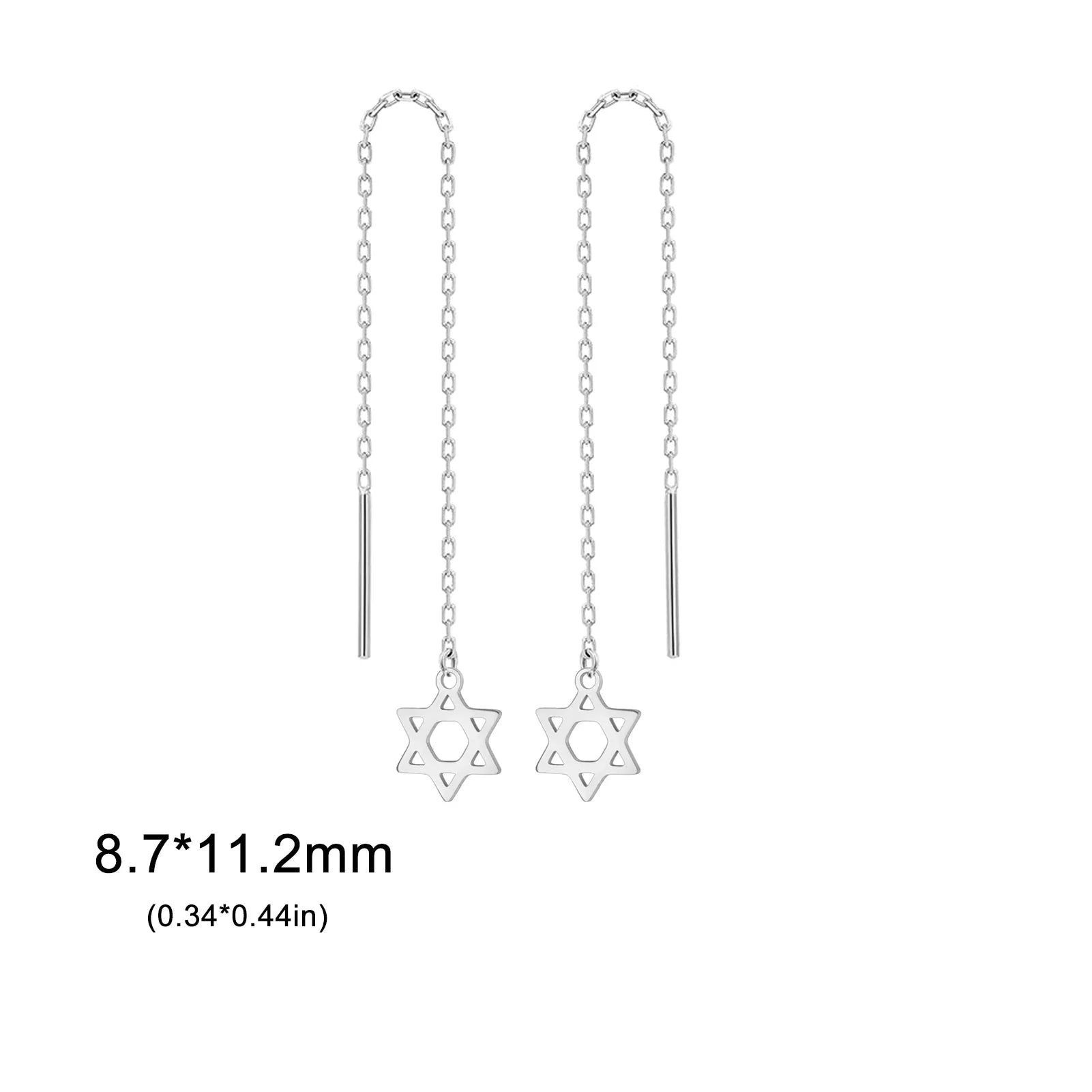Lange hängende Ohrringe mit dem <span data-glossary-id="StarOfDavid">Davidstern</span> jüdisches Symbol Silber