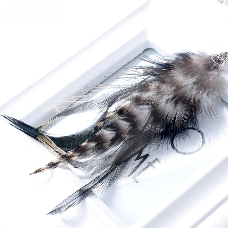 Pendelohrringe mit Fasanenfedern