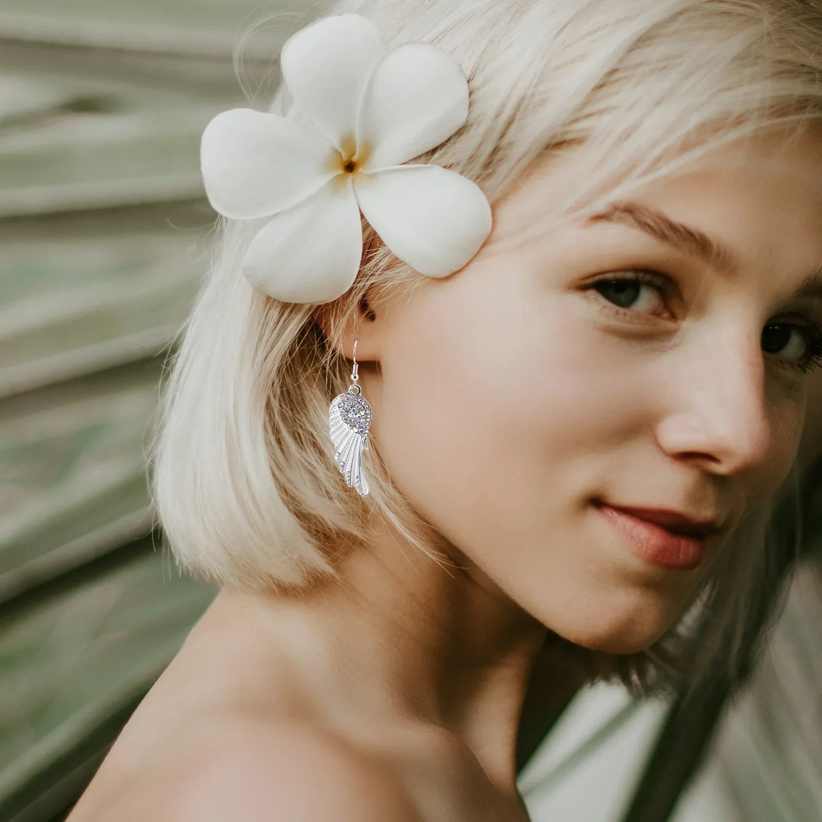 Hängende Ohrringe für Damen mit Engelsflügeln 