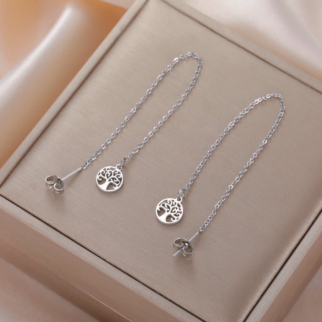 Hängende Ohrringe für Frauen Lebensbaum silber