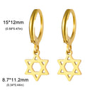 Hängende Ohrringe für Damen mit dem symbolischen jüdischen Davidstern in Gold