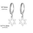 Hängende Ohrringe für Damen mit dem symbolischen jüdischen Davidstern in Silber