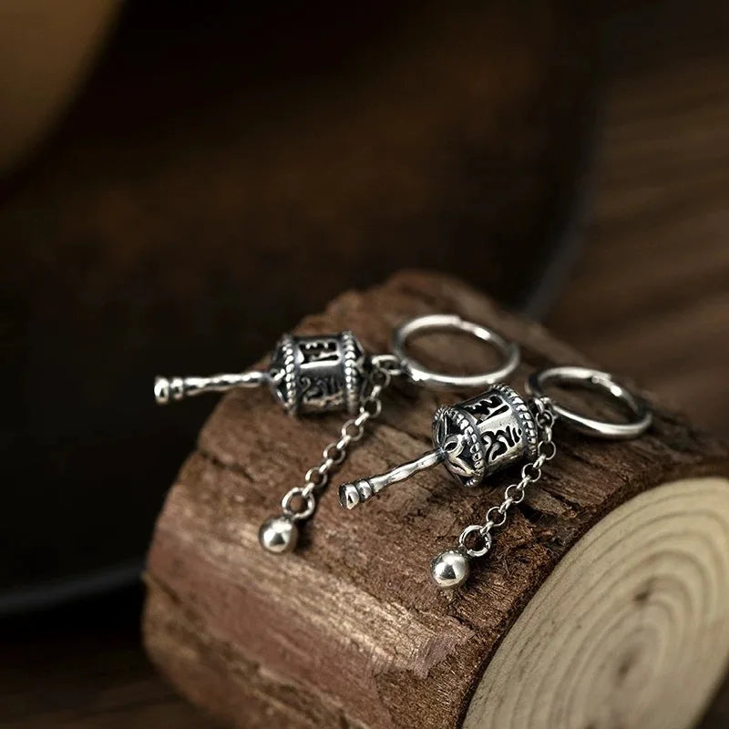 Hängende Ohrringe Buddhistische Gebetsrad