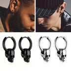 Hängende Totenkopf-Ohrringe für Herren silber