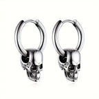Hängende Totenkopf-Ohrringe für Herren silber