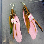 Federohrringe im Apachen-Stil rosa