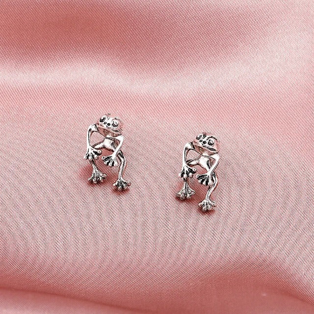 Frosch Ohrringe für Damen in Silber