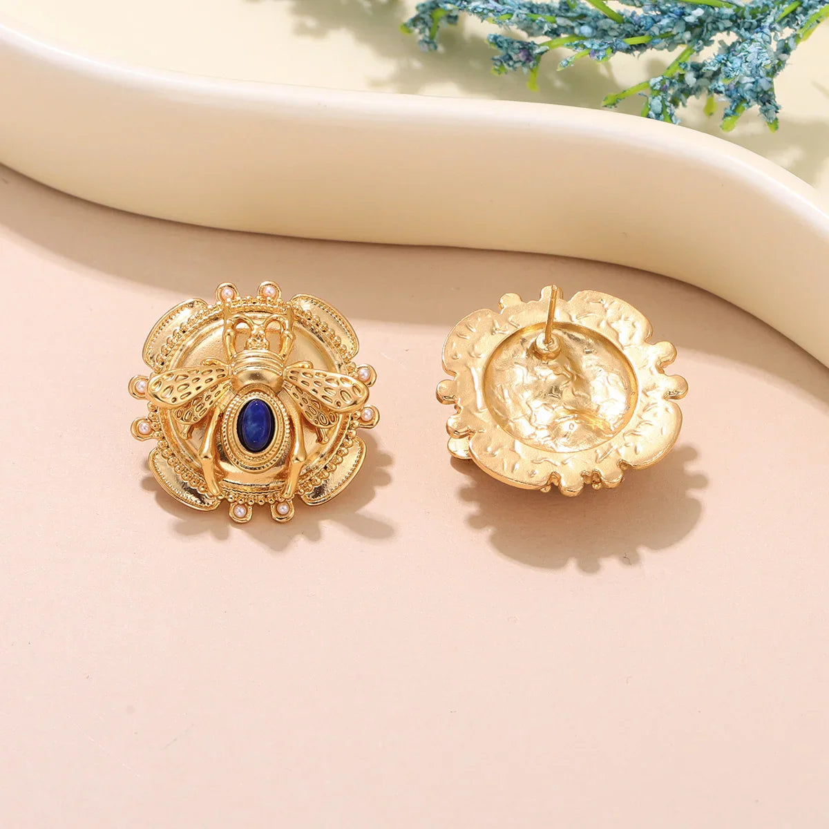 Runde Ohrringe Biene gold