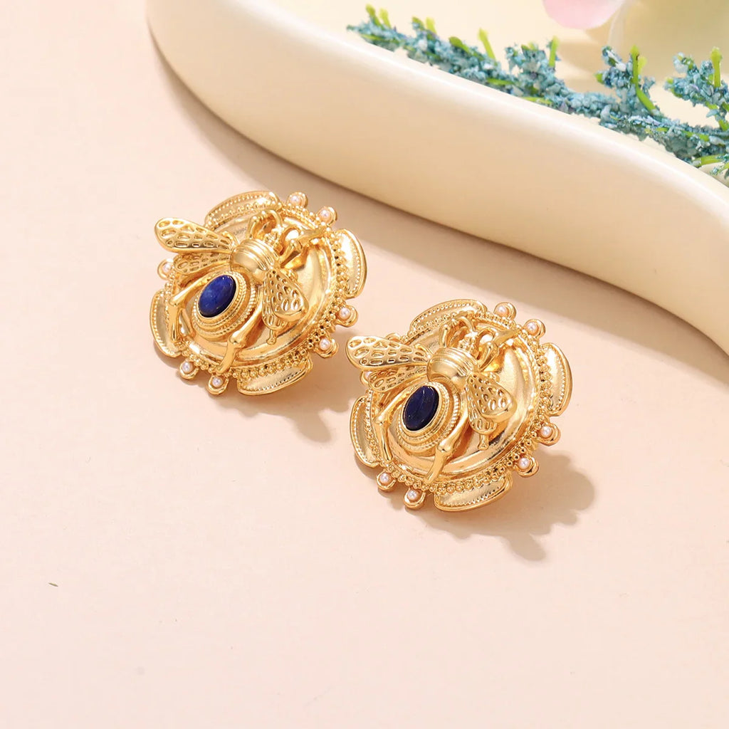 Runde Ohrringe Biene gold