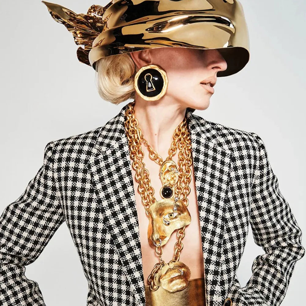 Runde Ohrringe Schlüssel schwarz