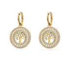 Runde hängende Ohrringe Lebensbaum gold
