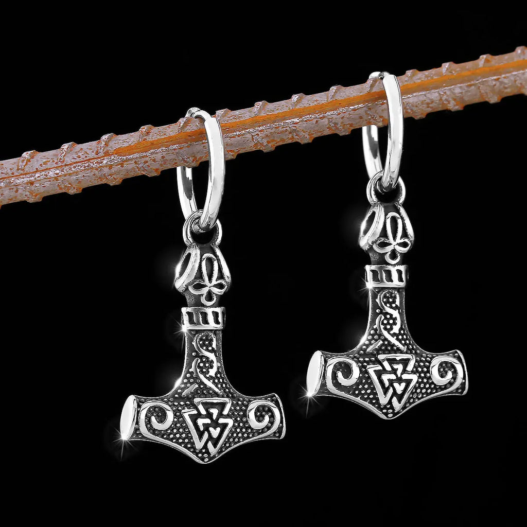Vikinger-Hängende Ohrringe Thorhammer Mjolnir