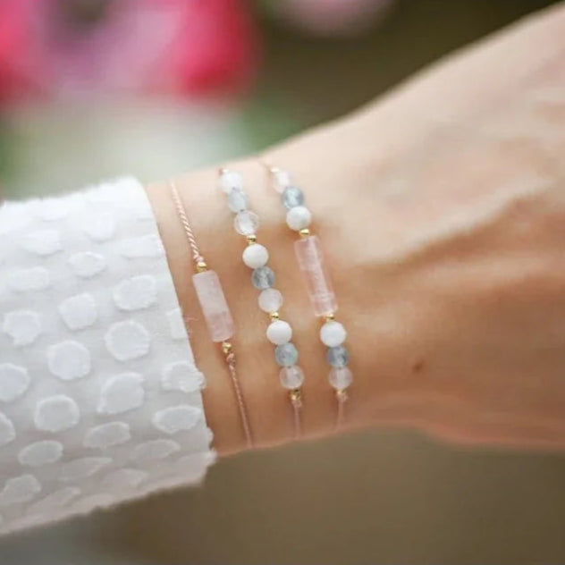 3-reihiges Armband mit Mondstein-Kristall