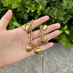 Armband 5 Herzen Gourmette Damen Gold