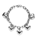 Armband 5 Herzen Gourmette Damen Silber